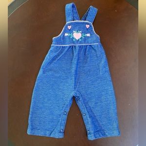 Vintage overalls w embroidered floral bib - great condition